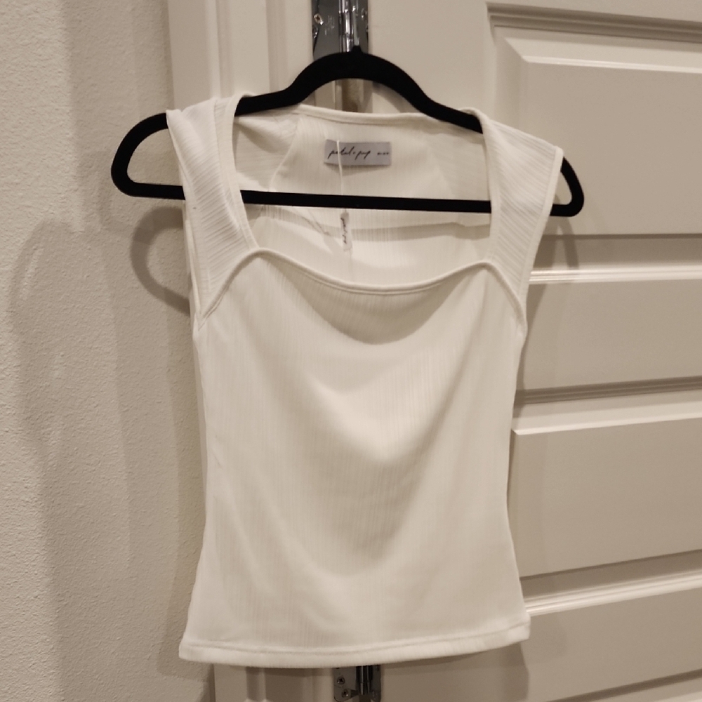 Petal & Pup White Ribbed Women's Top